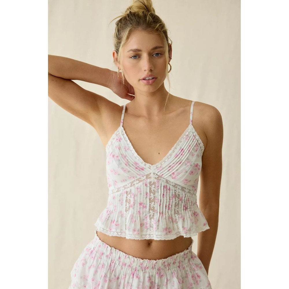 LoveShackFancy Elsette Ruffle Lace Trim Cami Rustic Orchid Cottagecore XXL NWT
